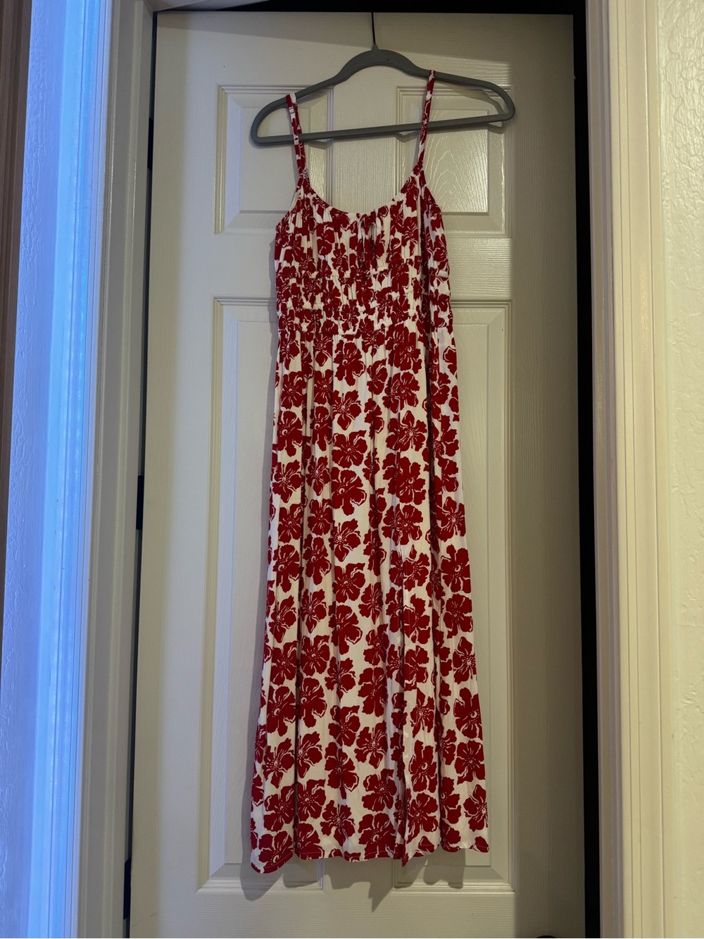 Red Floral Sundress with Spaghetti Straps